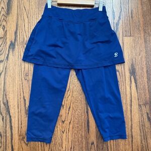 Sofibella Womens Navy Skirted Capri Leggings Tennis Size XS Pockets Pickleball